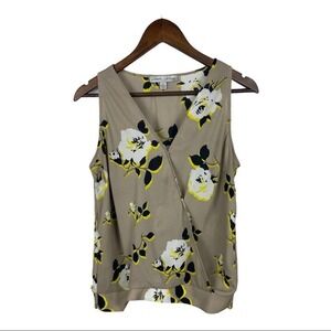 Larry Levine Cross Front Rose Print Sleeveless Top